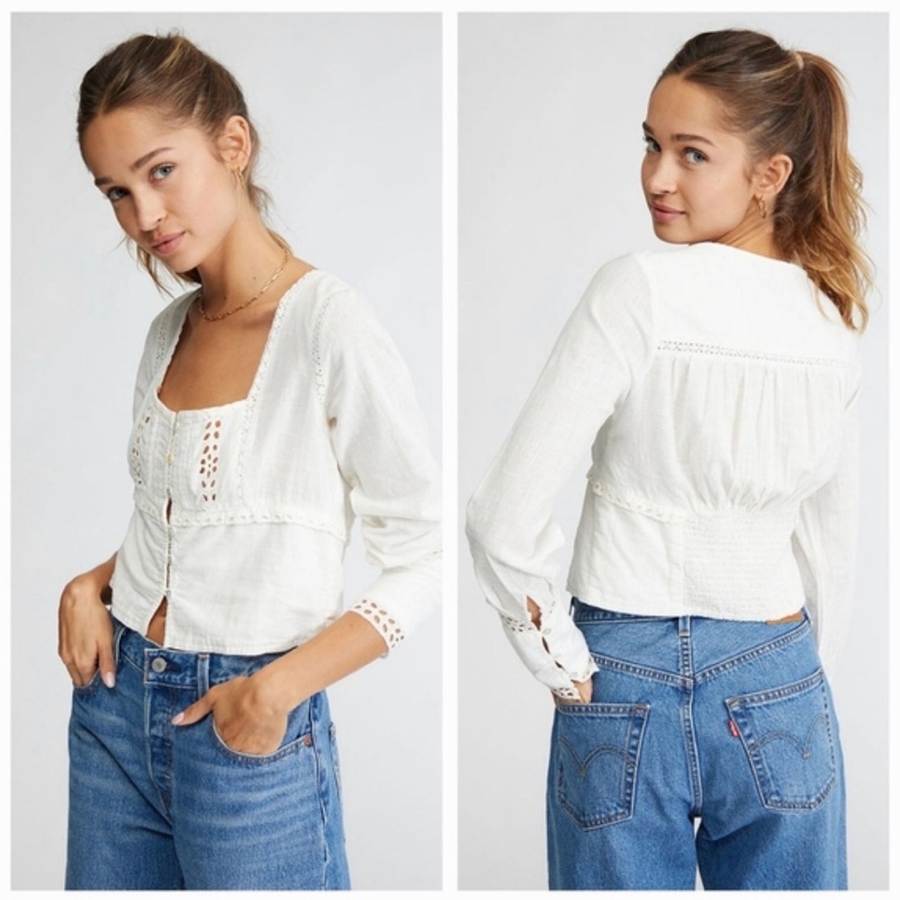 FREE PEOPLE corset-style bodice blouse size medium
